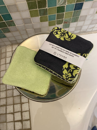 Lot de 5 lingettes à démaquiller réutilisables en fibre de Bambou - Les Douceurs d'Anita