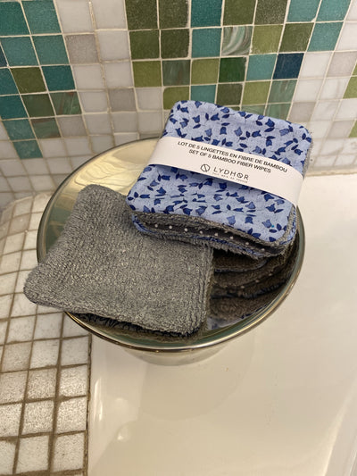 Lot de 5 lingettes à démaquiller réutilisables en fibre de Bambou - Les Douceurs d'Anita